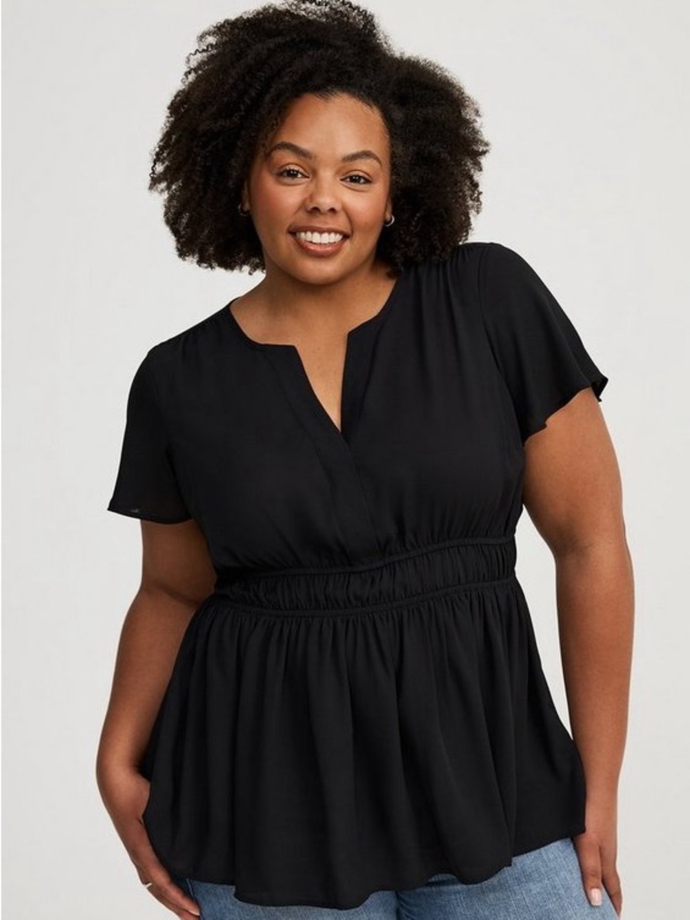 torrid Black Short-Sleeve Peplum Tunic